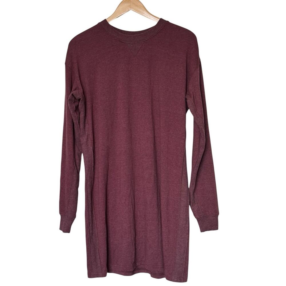 The Normal Brand Puremeso Weekender Dress Size M Burgundy Long Sleeve Crew Neck